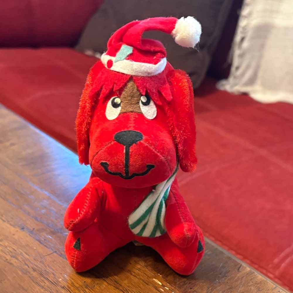 Festive Red Dog Plush Toy